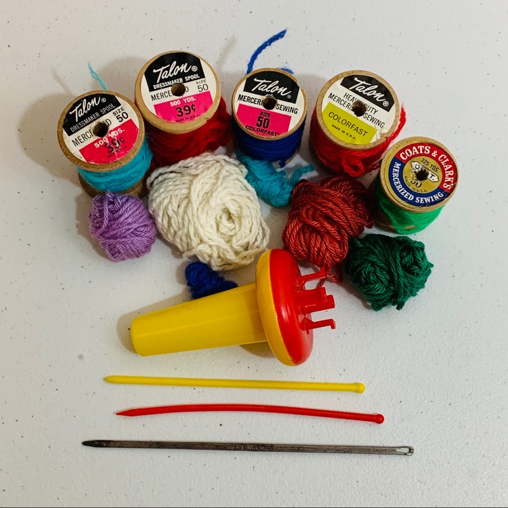 Vintage Yarn Spools and Winder Lot (Circa 1970)